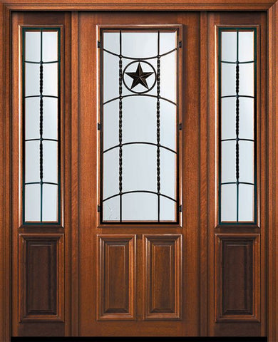 WDMA 64x96 Door (5ft4in by 8ft) Exterior Mahogany 36in x 96in 2/3 Lite Texan Door /2side 1