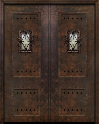 WDMA 64x96 Door (5ft4in by 8ft) Exterior 96in ThermaPlus Steel 2 Panel Double Door with Speakeasy / Clavos 1