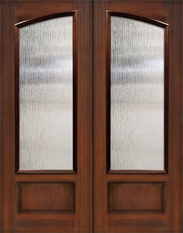 WDMA 64x96 Door (5ft4in by 8ft) Patio Mahogany 96in Double Square Top Arch Lite Cherry Knotty Alder Door 1