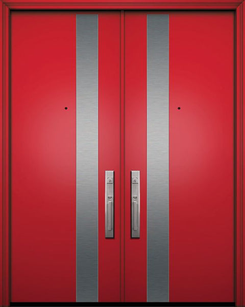 WDMA 64x96 Door (5ft4in by 8ft) Exterior Smooth 96in Double Costa Mesa Solid Contemporary Door 1