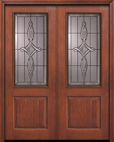 WDMA 64x96 Door (5ft4in by 8ft) Exterior Knotty Alder 96in Double 1 Panel 2/3 Lite Marsais Door 1
