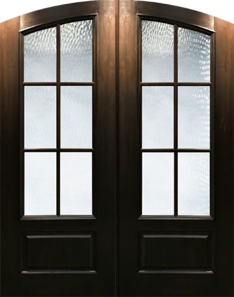 WDMA 64x96 Door (5ft4in by 8ft) Patio Mahogany 96in Double Arch Top 6 Lite SDL Cherry Knotty Alder Door 1
