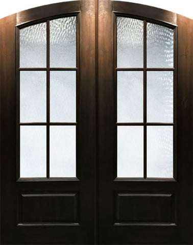WDMA 64x96 Door (5ft4in by 8ft) Patio Mahogany 96in Double Arch Top 6 Lite SDL Cherry Knotty Alder Door 1