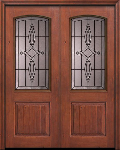 WDMA 64x96 Door (5ft4in by 8ft) Exterior Knotty Alder 96in Double 1 Panel 2/3 Arch Lite Marsais Door 1