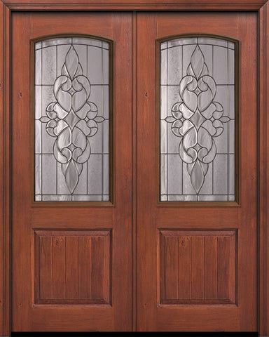 WDMA 64x96 Door (5ft4in by 8ft) Exterior Knotty Alder 96in Double 1 Panel 2/3 Arch Lite Courtlandt Door 1