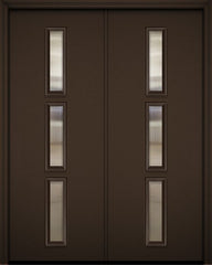 WDMA 64x96 Door (5ft4in by 8ft) Exterior 96in ThermaPlus Steel Huntington Contemporary Double Door w/Textured Glass 1
