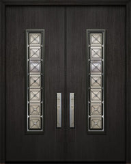 WDMA 64x96 Door (5ft4in by 8ft) Exterior Mahogany 96in Double Malibu Solid Contemporary Door with Speakeasy 1