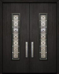 WDMA 64x96 Door (5ft4in by 8ft) Exterior Mahogany 96in Double Malibu Solid Contemporary Door with Speakeasy 1