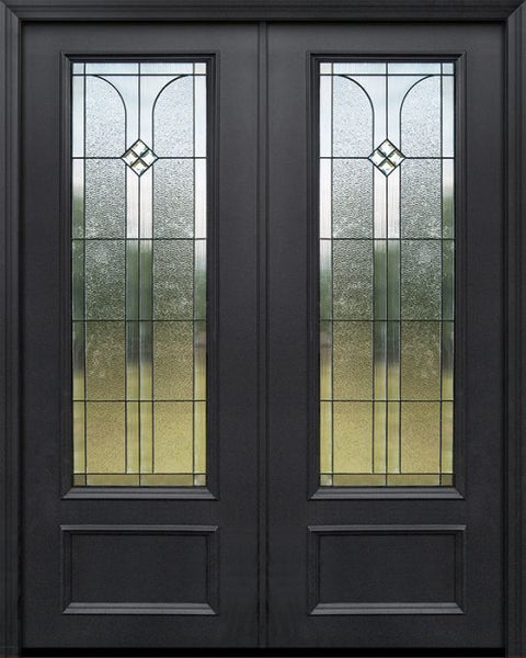 WDMA 64x96 Door (5ft4in by 8ft) Exterior 96in ThermaPlus Steel Cantania 1 Panel 3/4 Lite Double Door 1