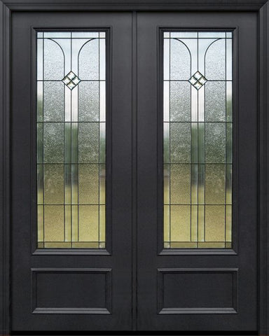 WDMA 64x96 Door (5ft4in by 8ft) Exterior 96in ThermaPlus Steel Cantania 1 Panel 3/4 Lite Double Door 1