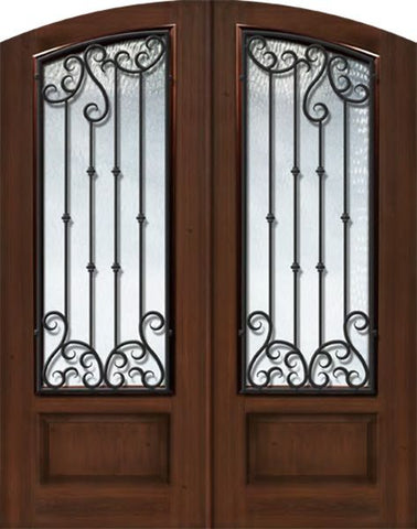 WDMA 64x96 Door (5ft4in by 8ft) Exterior Mahogany IMPACT | 96in Double Arch Top Valencia Iron Cherry Knotty Alder Door 1