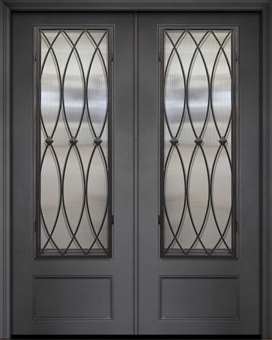 WDMA 64x96 Door (5ft4in by 8ft) Exterior 96in ThermaPlus Steel La Salle 1 Panel 3/4 Lite Double Door 1