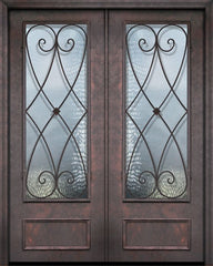 WDMA 64x96 Door (5ft4in by 8ft) Exterior 96in ThermaPlus Steel Charleston 1 Panel 3/4 Lite Double Door 1