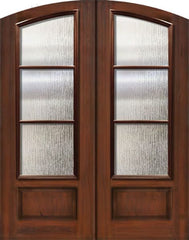 WDMA 64x96 Door (5ft4in by 8ft) Patio Mahogany 96in Double Arch Top 3 Lite SDL Cherry Knotty Alder Door 1
