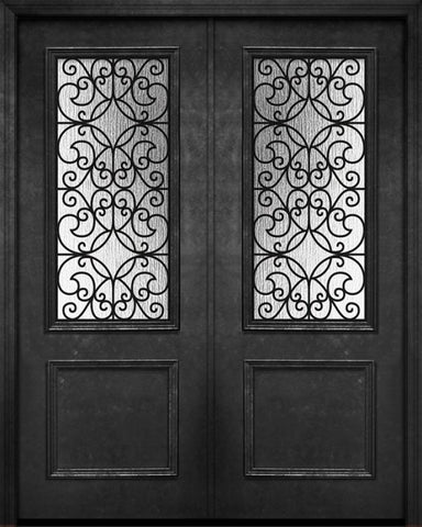 WDMA 64x96 Door (5ft4in by 8ft) Exterior 96in ThermaPlus Steel Florence 1 Panel 2/3 Lite GBG Double Door 1