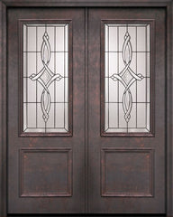 WDMA 64x96 Door (5ft4in by 8ft) Exterior 96in ThermaPlus Steel Marsais 1 Panel 2/3 Lite Double Door 1