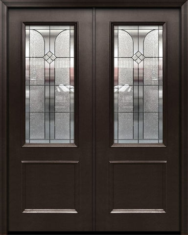 WDMA 64x96 Door (5ft4in by 8ft) Exterior 96in ThermaPlus Steel Cantania 1 Panel 2/3 Lite Double Door 1