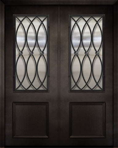 WDMA 64x96 Door (5ft4in by 8ft) Exterior 96in ThermaPlus Steel La Salle 1 Panel 2/3 Lite Double Door 1