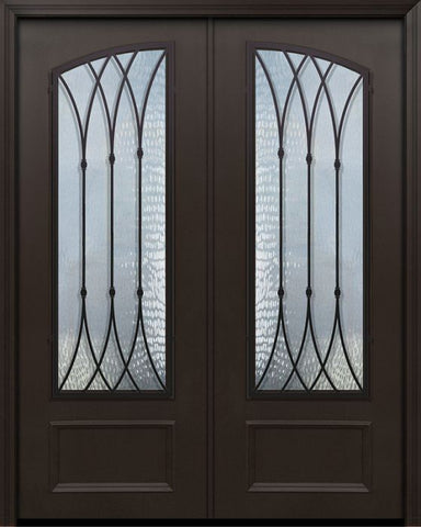 WDMA 64x96 Door (5ft4in by 8ft) Exterior 96in ThermaPlus Steel Warwick 1 Panel Square Top Arch Lite Double Door 1