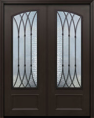 WDMA 64x96 Door (5ft4in by 8ft) Exterior 96in ThermaPlus Steel Warwick 1 Panel Square Top Arch Lite Double Door 1