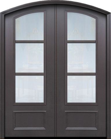 WDMA 64x96 Door (5ft4in by 8ft) French 96in ThermaPlus Steel 3 Lite Arch Top Arch Lite SDL Double Door 1