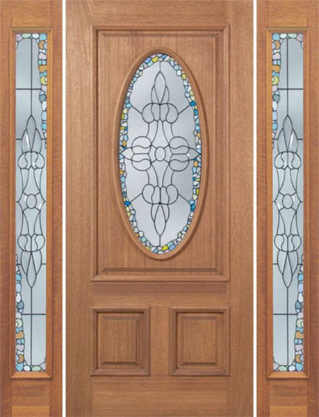 WDMA 66x80 Door (5ft6in by 6ft8in) Exterior Mahogany Maryvale Single Door/2side w/ Tiffany Glass 1