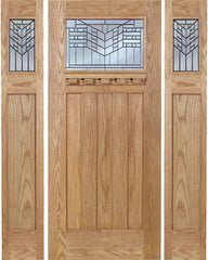 WDMA 66x80 Door (5ft6in by 6ft8in) Exterior Oak Biltmore Single Door/2side w/ E Glass 1