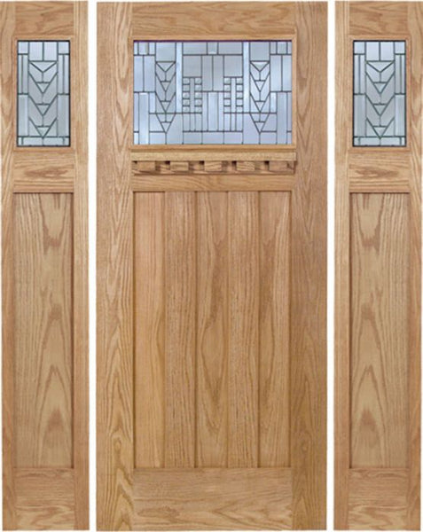 WDMA 66x80 Door (5ft6in by 6ft8in) Exterior Oak Biltmore Single Door/2side w/ A Glass 1