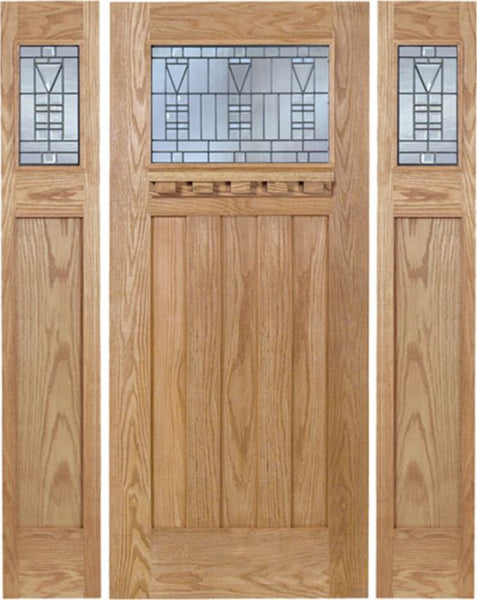 WDMA 66x80 Door (5ft6in by 6ft8in) Exterior Oak Biltmore Single Door/2side w/ B Glass 1