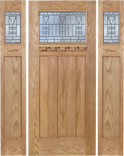 WDMA 66x80 Door (5ft6in by 6ft8in) Exterior Oak Biltmore Single Door/2side w/ B Glass 1