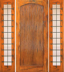 WDMA 66x80 Door (5ft6in by 6ft8in) Exterior Knotty Alder Prehung Door with Two Sidelights Tambour 1
