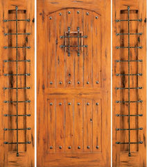 WDMA 66x80 Door (5ft6in by 6ft8in) Exterior Knotty Alder External Door with Two Sidelights Speakeasy 1