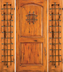 WDMA 66x80 Door (5ft6in by 6ft8in) Exterior Knotty Alder Entry Door with Two Sidelights Speakeasy 1