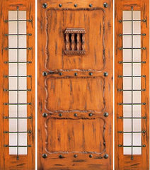 WDMA 66x80 Door (5ft6in by 6ft8in) Exterior Knotty Alder Door with Two Sidelights Entry Alder 3-Panel Speakeasy 1