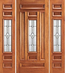 WDMA 66x80 Door (5ft6in by 6ft8in) Exterior Mahogany Prehung Center Lite Two Sidelights Door 1