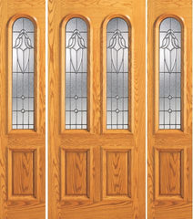 WDMA 66x80 Door (5ft6in by 6ft8in) Exterior Mahogany Arch Twin Lite Front Two Sidelight Glass Door 1