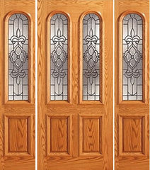 WDMA 66x80 Door (5ft6in by 6ft8in) Exterior Mahogany Arch Twin Lite Glass Door Two Sidelights 1