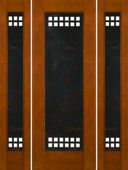 WDMA 66x96 Door (5ft6in by 8ft) Exterior Mahogany 2-1/4in Thick Modern Door Sidelights Heavy Iron Work 1