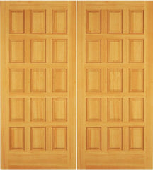 WDMA 68x78 Door (5ft8in by 6ft6in) Exterior Swing Pine Wood 15 Panel Rustic Double Door 1