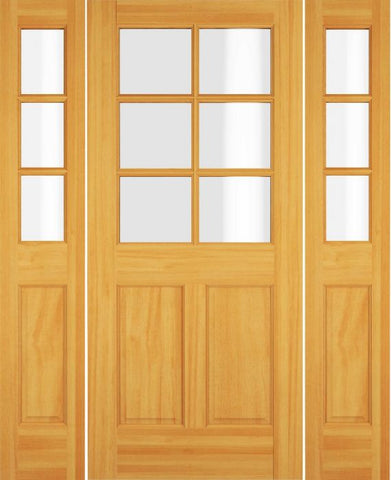 WDMA 68x78 Door (5ft8in by 6ft6in) Exterior Swing Fir Wood 1/2 Lite 6 Lite Single Door / 2 Sidelight 1
