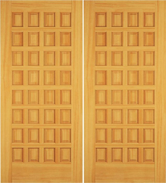 WDMA 68x78 Door (5ft8in by 6ft6in) Exterior Swing Oak Wood 32 Panel Rustic Double Door 1
