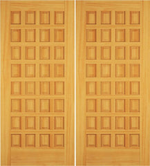 WDMA 68x78 Door (5ft8in by 6ft6in) Exterior Swing Oak Wood 32 Panel Rustic Double Door 1