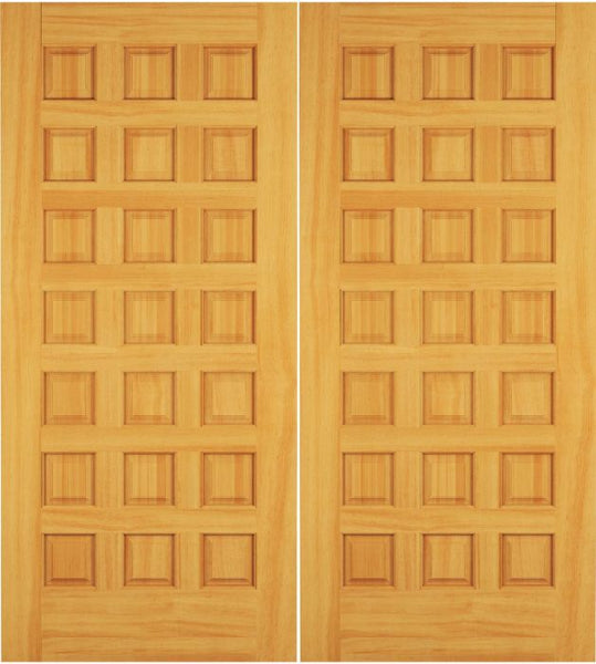 WDMA 68x78 Door (5ft8in by 6ft6in) Exterior Swing Cypress Wood 21 Panel Rustic Double Door 1