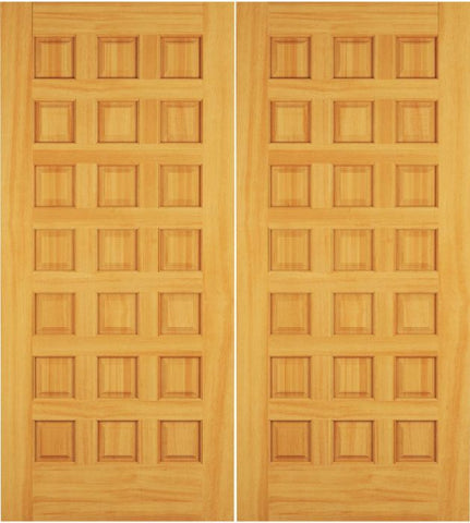 WDMA 68x78 Door (5ft8in by 6ft6in) Exterior Swing Cypress Wood 21 Panel Rustic Double Door 1
