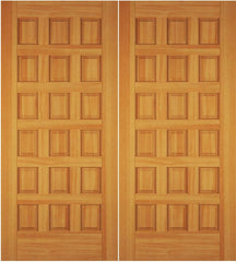 WDMA 68x78 Door (5ft8in by 6ft6in) Exterior Swing Oak Wood 18 Panel Rustic Double Door 1