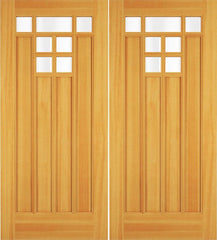 WDMA 68x78 Door (5ft8in by 6ft6in) Exterior Swing Hemlock Wood Top View Double Door 1