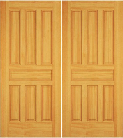 WDMA 68x78 Door (5ft8in by 6ft6in) Exterior Swing Mahogany Sapele Wood 7 Panel Rustic Double Door 1