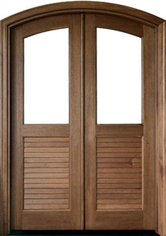 WDMA 68x78 Door (5ft8in by 6ft6in) Exterior Mahogany Orleans Impact Double Door/Arch Top Renaissance 1