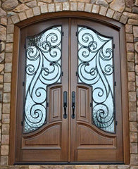 WDMA 68x78 Door (5ft8in by 6ft6in) Exterior Mahogany Hampshire Impact Double Door/Arch Top Renaissance 2