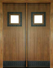 WDMA 68x78 Door (5ft8in by 6ft6in) Exterior Mahogany Aspen Double Door w/ Speakeasy Iron 1